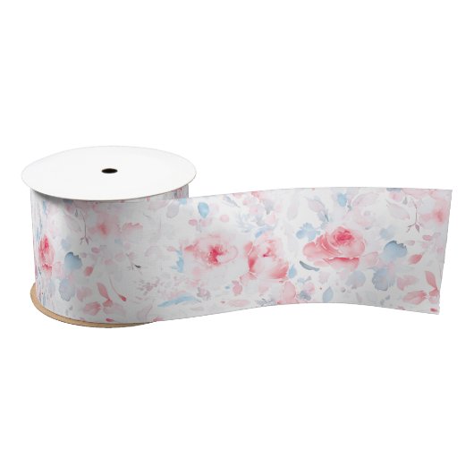 Elegante zachte bloemen romantisch stoffig blauw r lint (Spoel)
