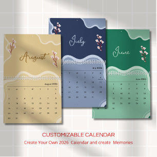 Elegante zachte bloemenaesthetic kalender