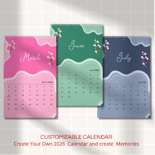 Elegante zachte bloemenaesthetic kalender