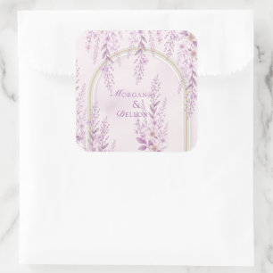 Elegante zachte blos lavendel bruiloft vierkante sticker