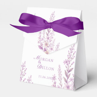 Elegante zachte blozende lavendel bloemige bruilof bedankdoosjes