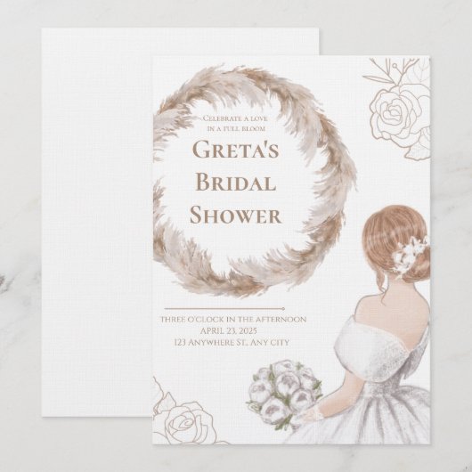 Elegante zachte bruidsuitnodiging voor shower kaart (Voorkant / Achterkant)