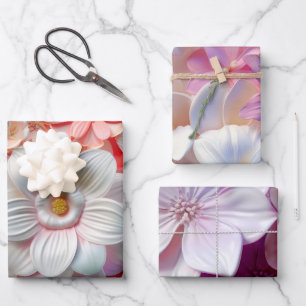 Elegante zachte kleuren 3D Roze bloemblaadjes bloe Inpakpapier Vel