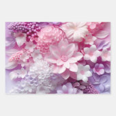 Elegante Zachte Kleuren 3D Roze Bloemen Patroon Bl Inpakpapier Vel (Voorkant 3)