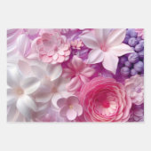 Elegante Zachte Kleuren 3D Roze Bloemen Patroon Bl Inpakpapier Vel (Voorkant)