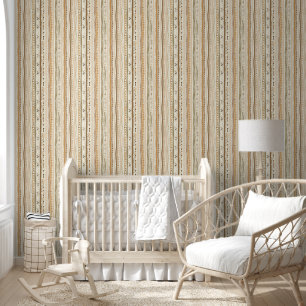 Elegante Zachte Neutrale Bruine Beige Boho Lijn Pa Behang