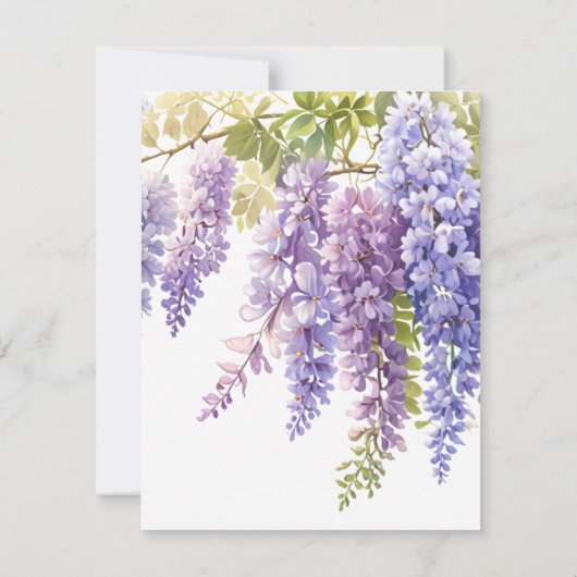 Elegante zachte paarse waterverf wisteria bruiloft save the date (Achterkant)