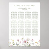 Elegante zachte pastel bloemenbruiloft zitkaart poster (Voorkant)