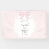 Elegante zachte pastel roze boog meisje verjaardag spandoek (Horizontaal)