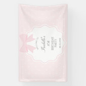 Elegante zachte pastel roze boog meisje verjaardag spandoek (Verticaal)