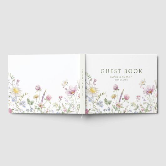 Elegante zachte pastel Wildflower Botanische bruil Gastenboek (Volledig)