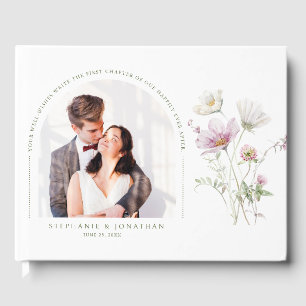 Elegante zachte pastel Wildflower Botanische bruil Gastenboek