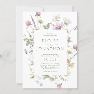 Elegante zachte pastel Wildflower Botanische bruil Kaart