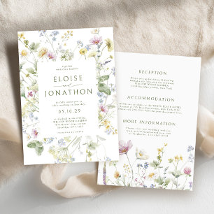 Elegante zachte pastel Wildflower Botanische bruil Kaart