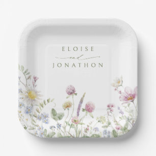 Elegante zachte pastel Wildflower Botanische bruil Papieren Bordje