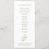 Elegante zachte pastel Wildflower Botanische bruil Programma (Achterkant)