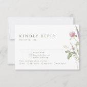 Elegante zachte pastel Wildflower Botanische bruil RSVP Kaartje (Voorkant)