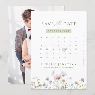 Elegante zachte pastel Wildflower botanische foto Save The Date