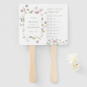 Elegante zachte pastel Wildflower bruiloft tijdlij Handwaaier