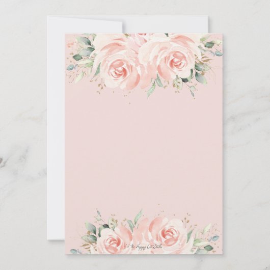 Elegante zachte pastelroze bloemrozen bruiloft save the date (Achterkant)
