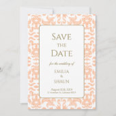 Elegante zachte perzik bruiloft bewaar de datum kaart (Voorkant)