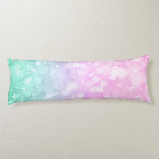 Elegante zachte pin & groene bokeh glitter lichaamskussen (Achterkant)