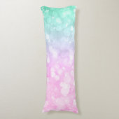 Elegante zachte pin & groene bokeh glitter lichaamskussen (Voorkant Verticaal)