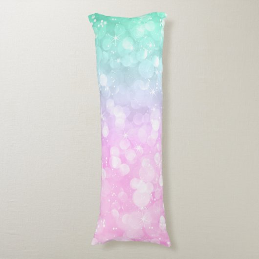 Elegante zachte pin & groene bokeh glitter lichaamskussen (Voorkant Verticaal)