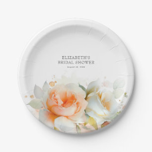 Elegante zachte roos bloemen moderne botanische papieren bordje