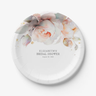 Elegante zachte roos bloemen moderne botanische papieren bordje