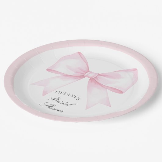 Elegante zachte roze blosboog bruiloftsfeest papieren bordje (Gekanteld)