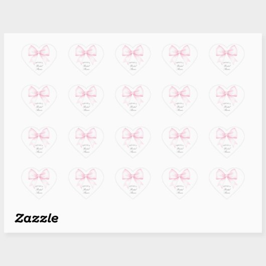 Elegante zachte roze blush linten strik bruiloft hart sticker (Vel)