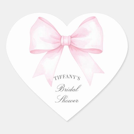 Elegante zachte roze blush linten strik bruiloft hart sticker (Voorkant)