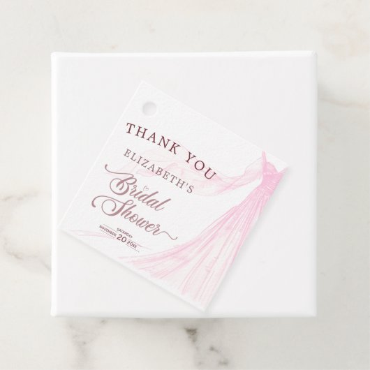 Elegante zachte roze bruidsjurk Bruidsfeest Bedankjes Labels (In situ)