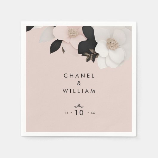 Elegante zachte roze rozen bruiloft servet (Voorkant)