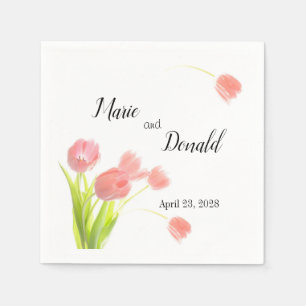 Elegante zachte roze tulpen servet