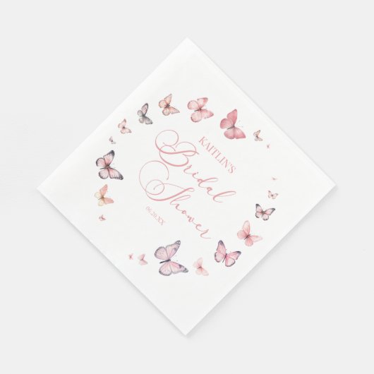 Elegante zachte roze vlinder bruidsdouche servet (Hoek)