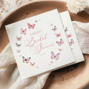 Elegante zachte roze vlinder bruiloftsdouche  servet