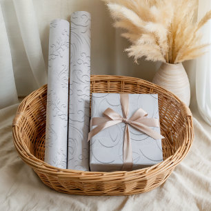 Elegante zachte witte fancy bloemrijke bruidsbruil inpakpapier vel