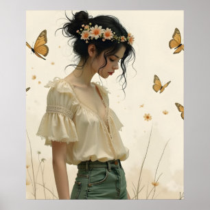 Elegante zachtheid in een vlinderdans poster