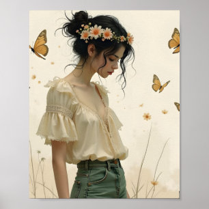Elegante zachtheid in een vlinderdans poster