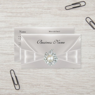 Elegante Zakelijke Kaart Witte Zijde Boog Sieraden Visitekaartje