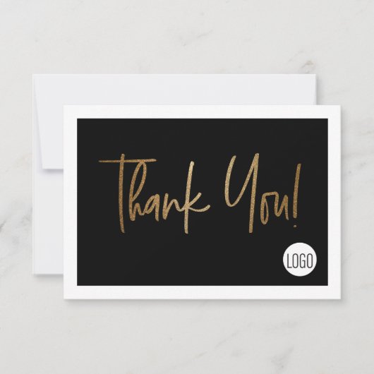 Elegante zakelijke logo Social Media Black Gold Bedankkaart (Voorkant)