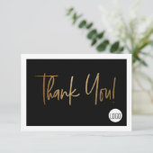 Elegante zakelijke logo Social Media Black Gold Bedankkaart (Staand voorkant)