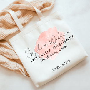 Elegante Zakelijke Waterverf Handtekening voor Pro Tote Bag