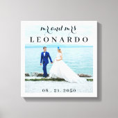 Elegante zalige trouwfoto Mr. & Mrs Monogram Canvas Afdruk (Voorkant)