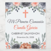 Elegante zalm gekleurd Eerste Communie in het Spaa Wijn Etiket (Enkel label)