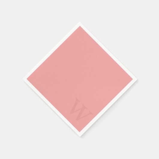 Elegante zalm roze monogram papieren servetten (Hoek)