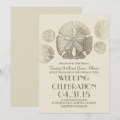 Elegante  zanddollars strand bruiloft uitnodiginge kaart (Voorkant / Achterkant)