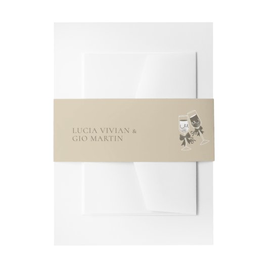 Elegante zandgroene bruiloft uitnodigingen wikkel (Voorkant Voorbeeld)